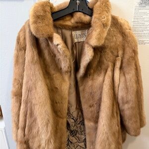 Women's genuine mink tan Fur Coat